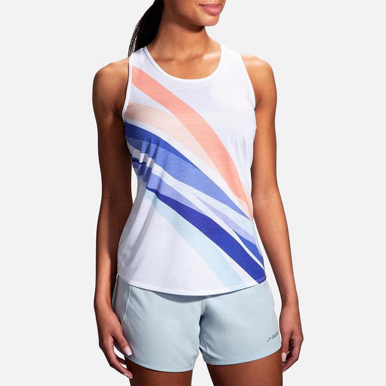 Brooks Womens Distance Running Tank Top - White (862349-FBX)